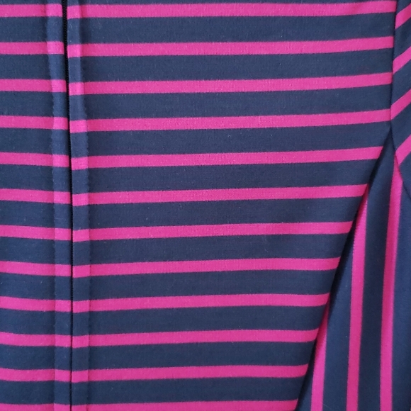 XHILIRATION Navy & Pink Striped Dress 3/4 Sleeve Fitted A Line M Medium - Picture 3 of 4
